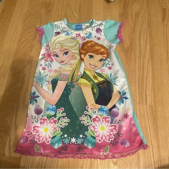 Disney Frozen Sleep Dress Elsa Anna 4T Pajama Blue White - Picture 2 of 4